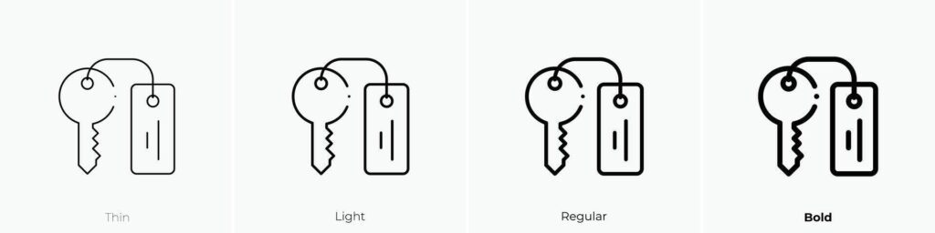 hotel key icon. Thin, Light, Regular And Bold style design isolated on white background Stock Free