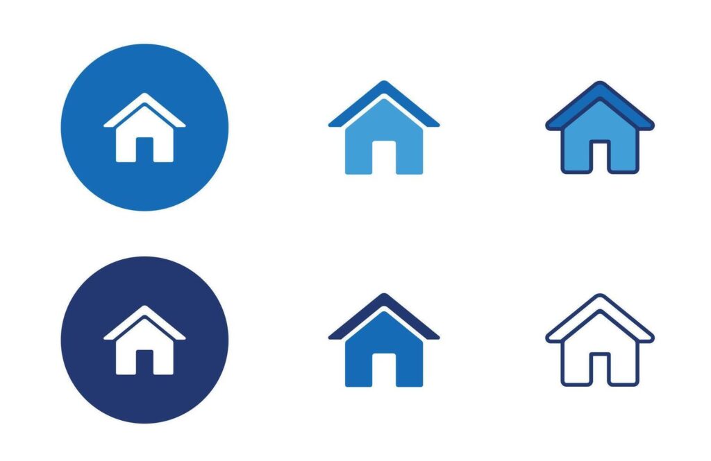 House icons collection in different style flat illustration set Stock Free