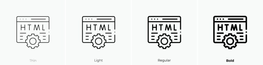 html icon. Thin, Light, Regular And Bold style design isolated on white background Stock Free