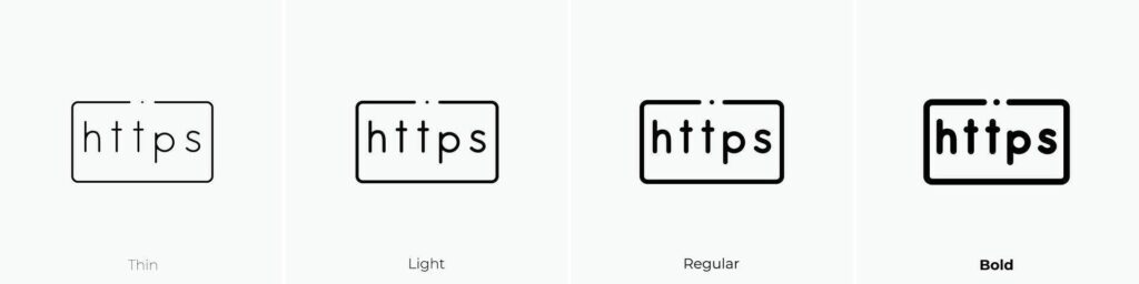 https icon. Thin, Light, Regular And Bold style design isolated on white background Stock Free