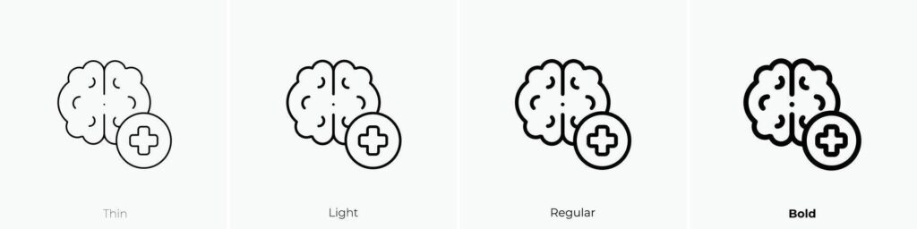 human brain icon. Thin, Light, Regular And Bold style design isolated on white background Stock Free