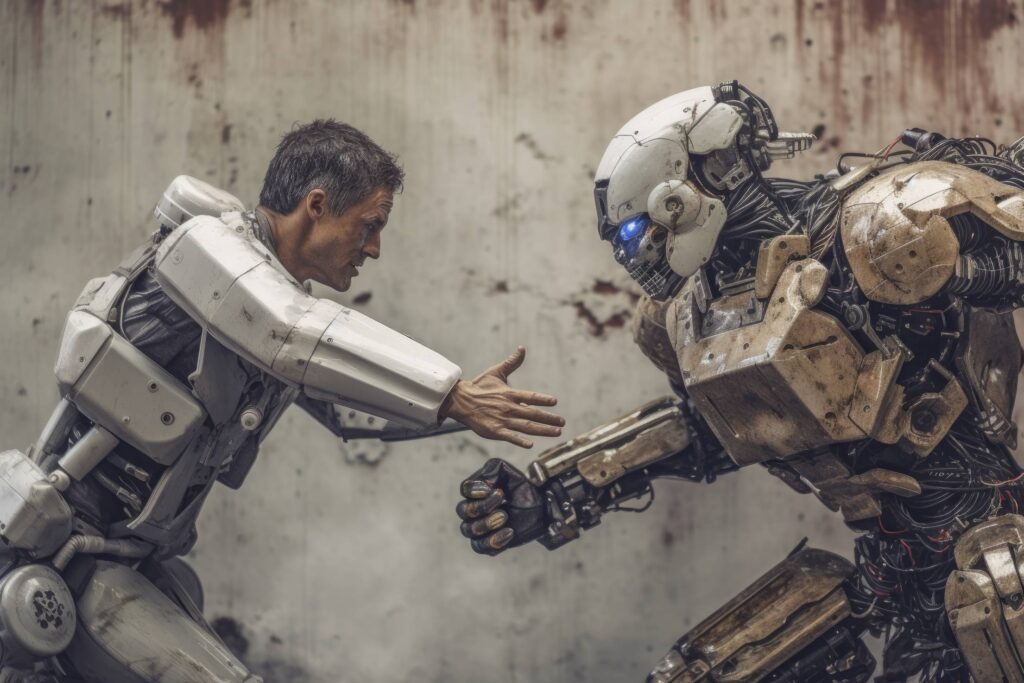 Human-Like Robot Fighting Against Human Stock Free