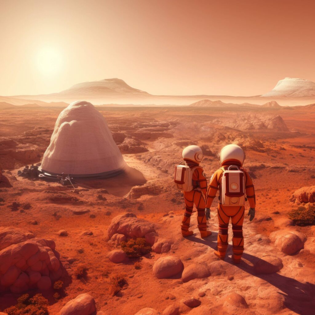 Humans Colonizing Mars for the First Time Stock Free