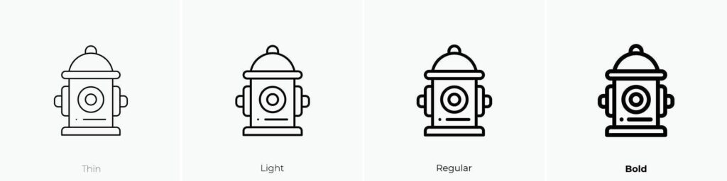 hydrant icon. Thin, Light, Regular And Bold style design isolated on white background Stock Free