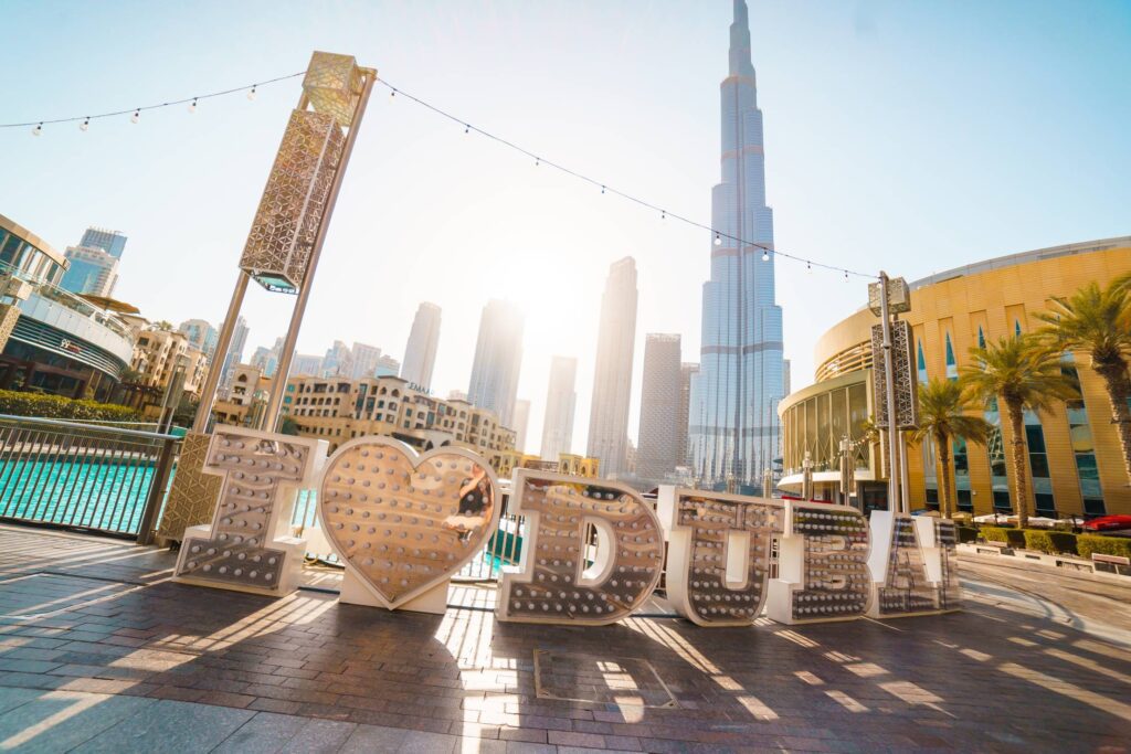 I Love Dubai Light Letters at Dubai Fountain Free Photo