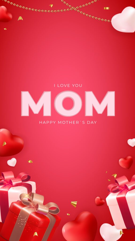 I love you mom. Happy Mother Day holiday background. Vector Illustration Free Vector