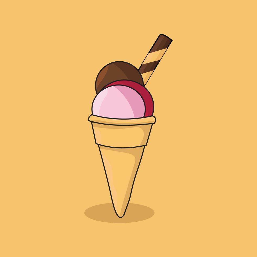 ice cream cartoon icon illustration dessert food icon concept isolated Stock Free