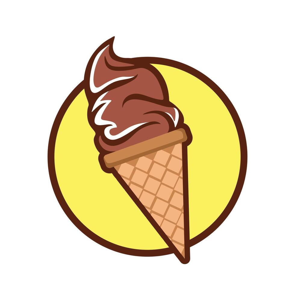 Ice Cream Cone Cartoon Icon Illustration. Sweet Food . Flat Cartoon Style Stock Free