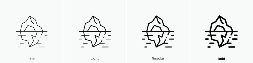 iceberg icon. Thin, Light, Regular And Bold style design isolated on white background Stock Free