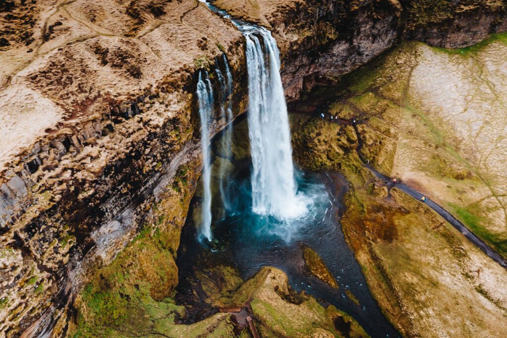 Icelandic Seljalandsfoss Waterfall from Above Free Photo