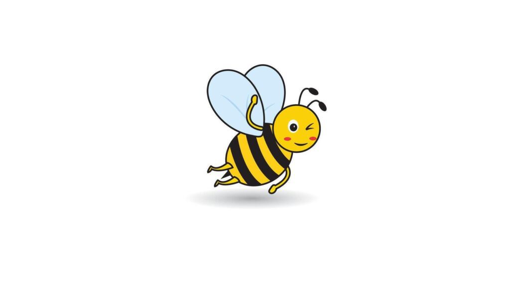 icon bee cartoon, cute bee waving hand with friendly smiling face ,suitable for coloring book , mascot, book cover Stock Free