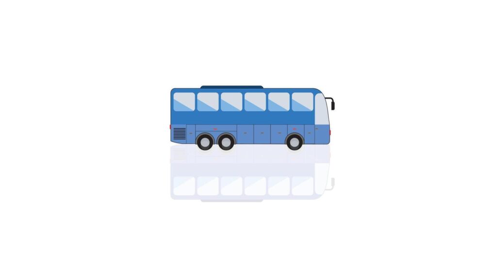 Icon bus, blue bus with the shadow go to school Stock Free