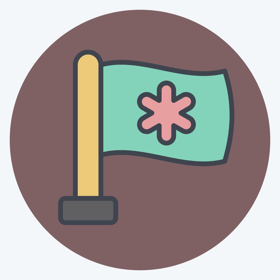 Icon Emergency Flag. related to Emergency symbol. color mate style. simple design illustration Stock Free