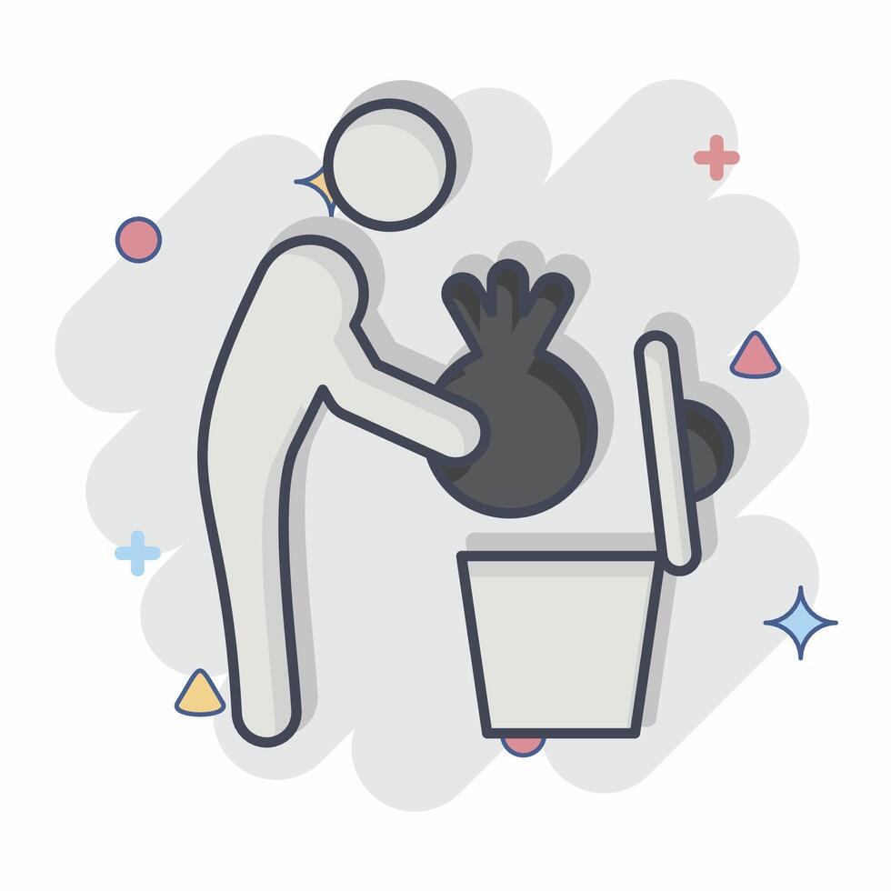 Icon Garbage. related to Delete symbol. comic style. simple design illustration Stock Free