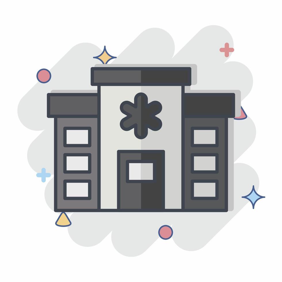 Icon Hospital. related to Emergency symbol. comic style. simple design illustration Stock Free