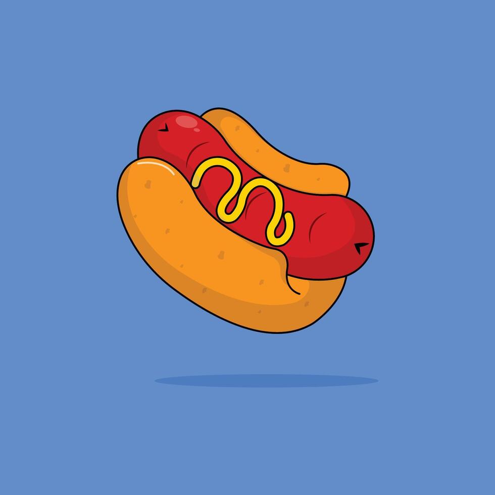 icon hotdog delicious fast food and drink illustration concept.premium illustration Stock Free