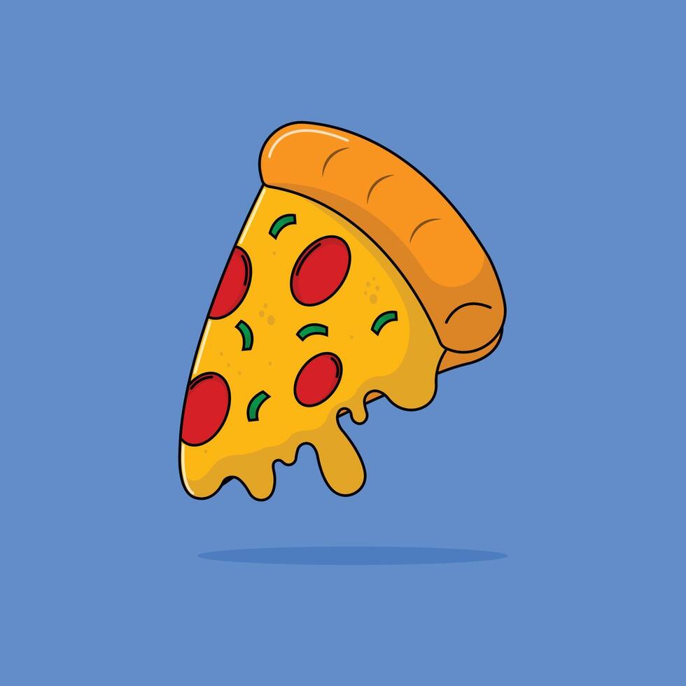 icon pizza cheese delicious fast food and drink illustration concept.premium illustration Stock Free