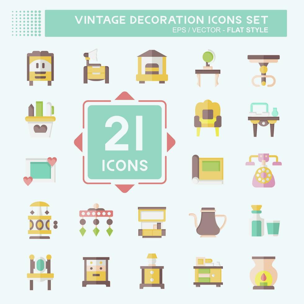Icon Set Decoration. related to Vintage Decoration symbol. flat style. simple design editable. simple illustration Stock Free and Free SVG