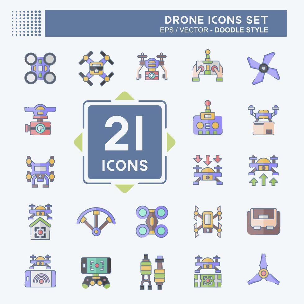 Icon Set Drone. related to Technology symbol. doodle style. simple design illustration Stock Free