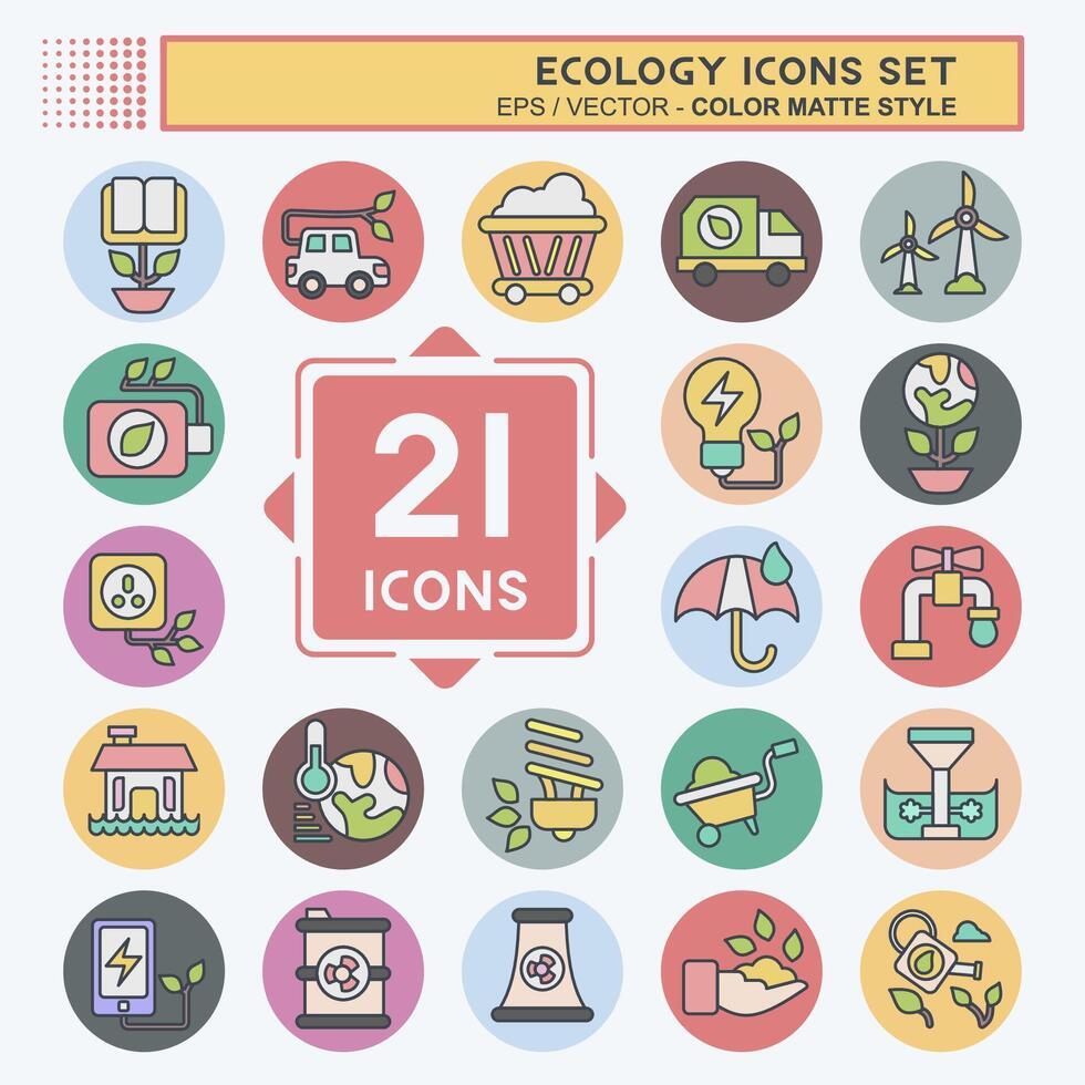 Icon Set Ecology. related to Education symbol. color mate style. simple design editable. simple illustration Stock Free