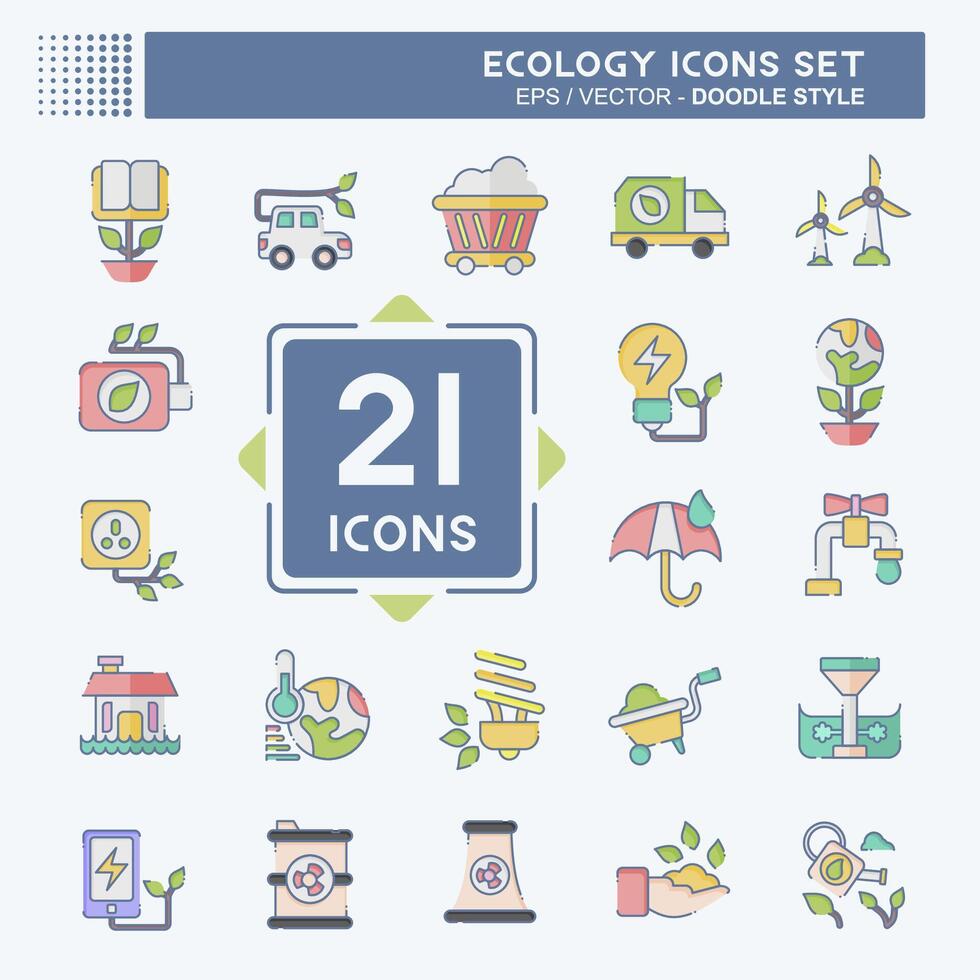 Icon Set Ecology. related to Education symbol. doodle style. simple design editable. simple illustration Stock Free