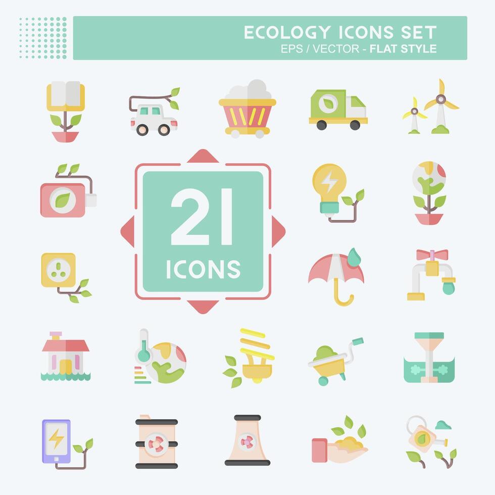 Icon Set Ecology. related to Education symbol. flat style. simple design editable. simple illustration Stock Free