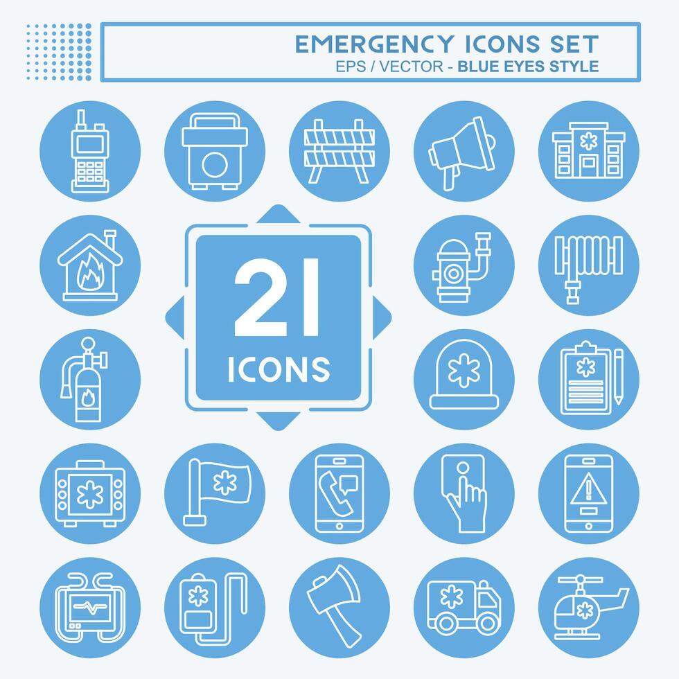 Icon Set Emergency. related to Warning symbol. blue eyes style. simple design illustration Stock Free