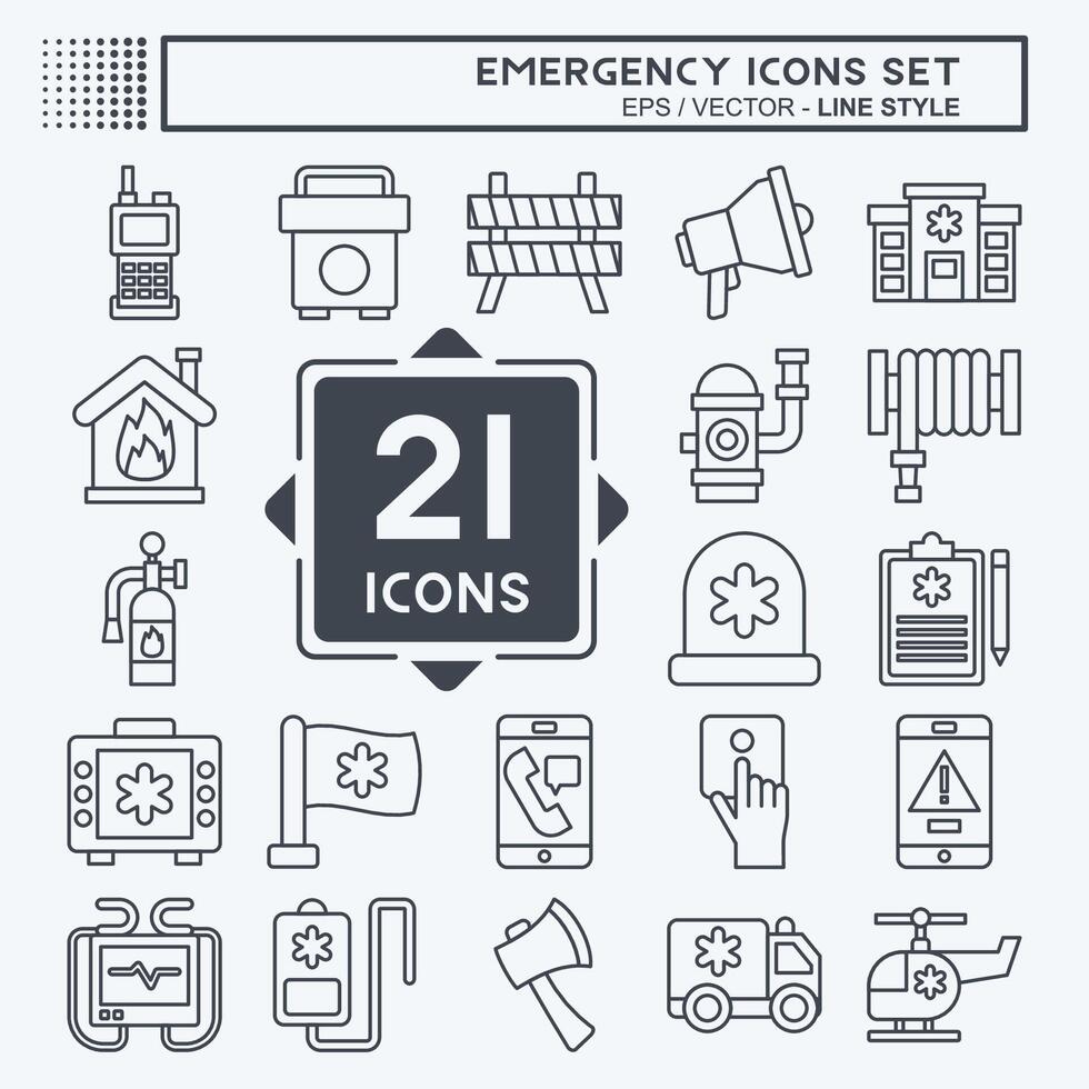 Icon Set Emergency. related to Warning symbol. line style. simple design illustration Stock Free