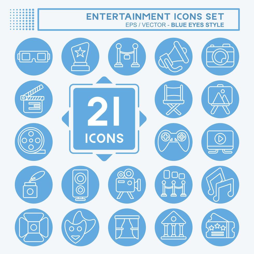 Icon Set Entertainment. related to Hobby symbol. blue eyes style. simple design illustration Stock Free