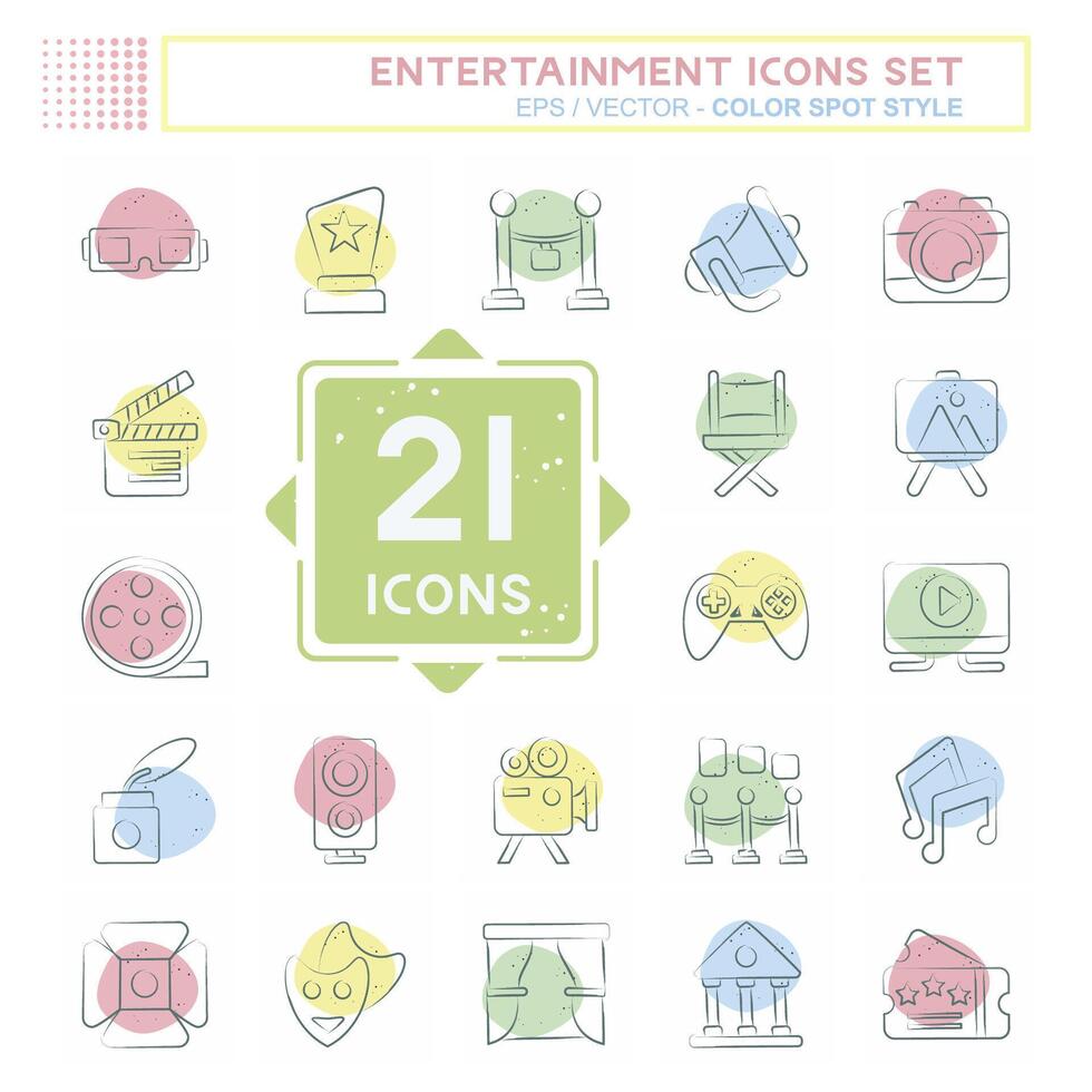 Icon Set Entertainment. related to Hobby symbol. Color Spot Style. simple design illustration Stock Free