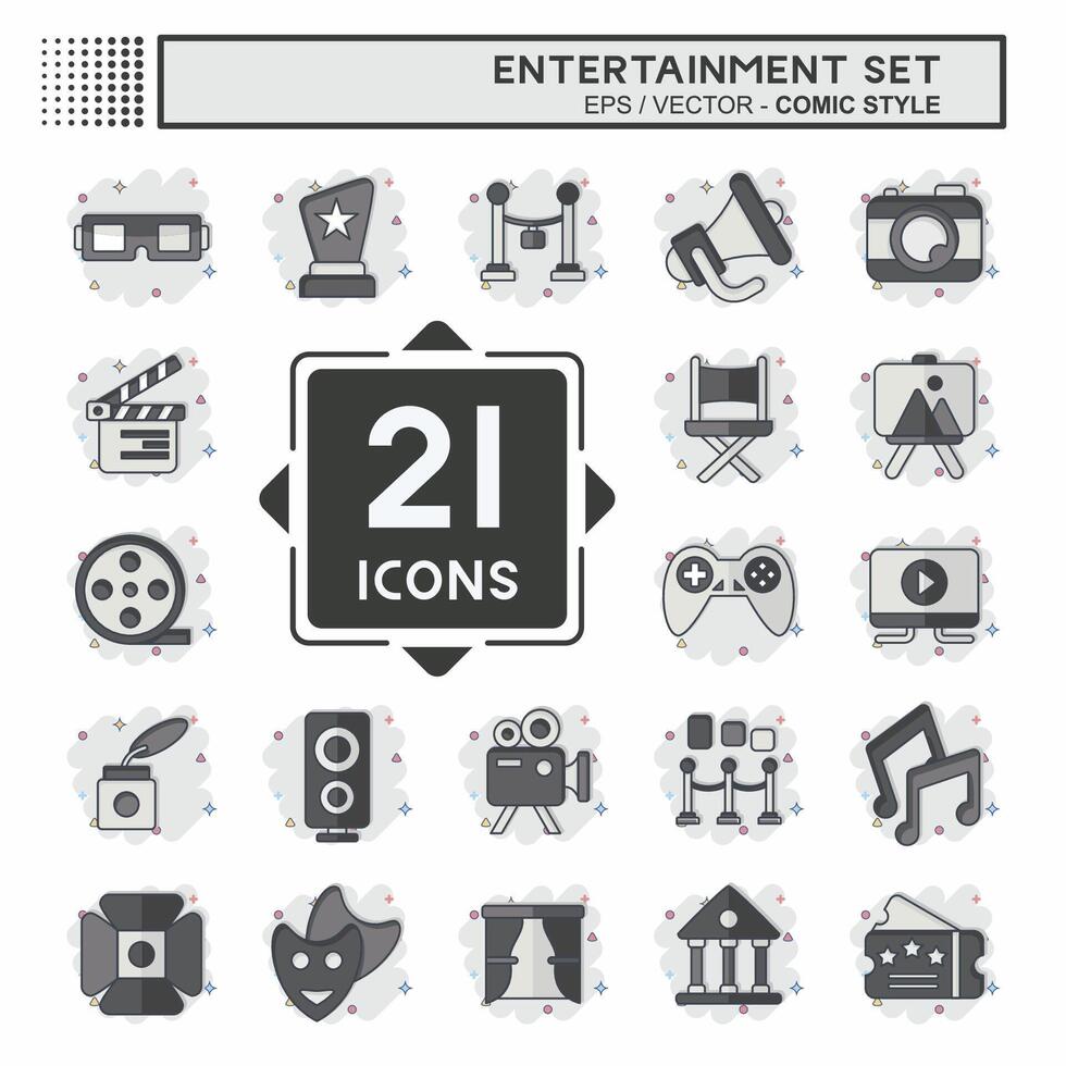 Icon Set Entertainment. related to Hobby symbol. comic style. simple design illustration Stock Free