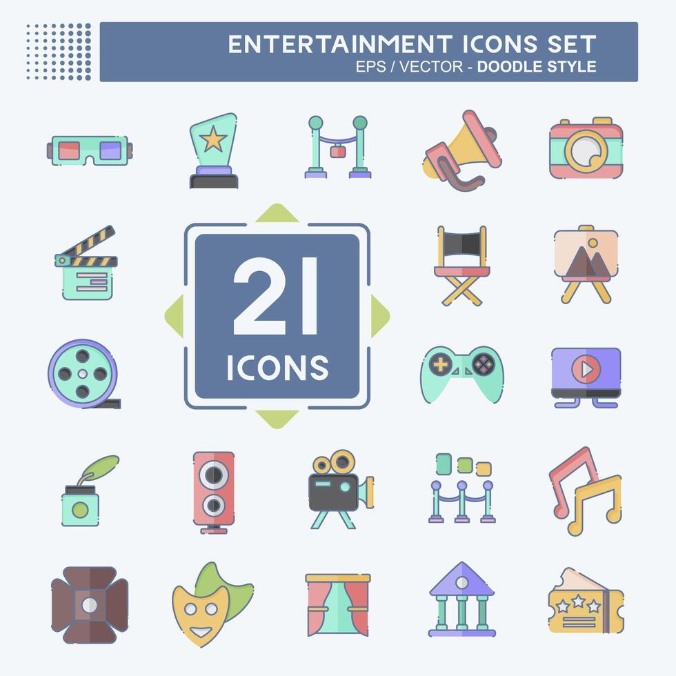 Icon Set Entertainment. related to Hobby symbol. doodle style. simple design illustration Stock Free