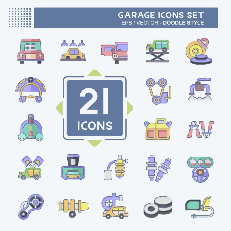 Icon Set Garage. related to Automotive symbol. doodle style. simple design editable. simple illustration Stock Free