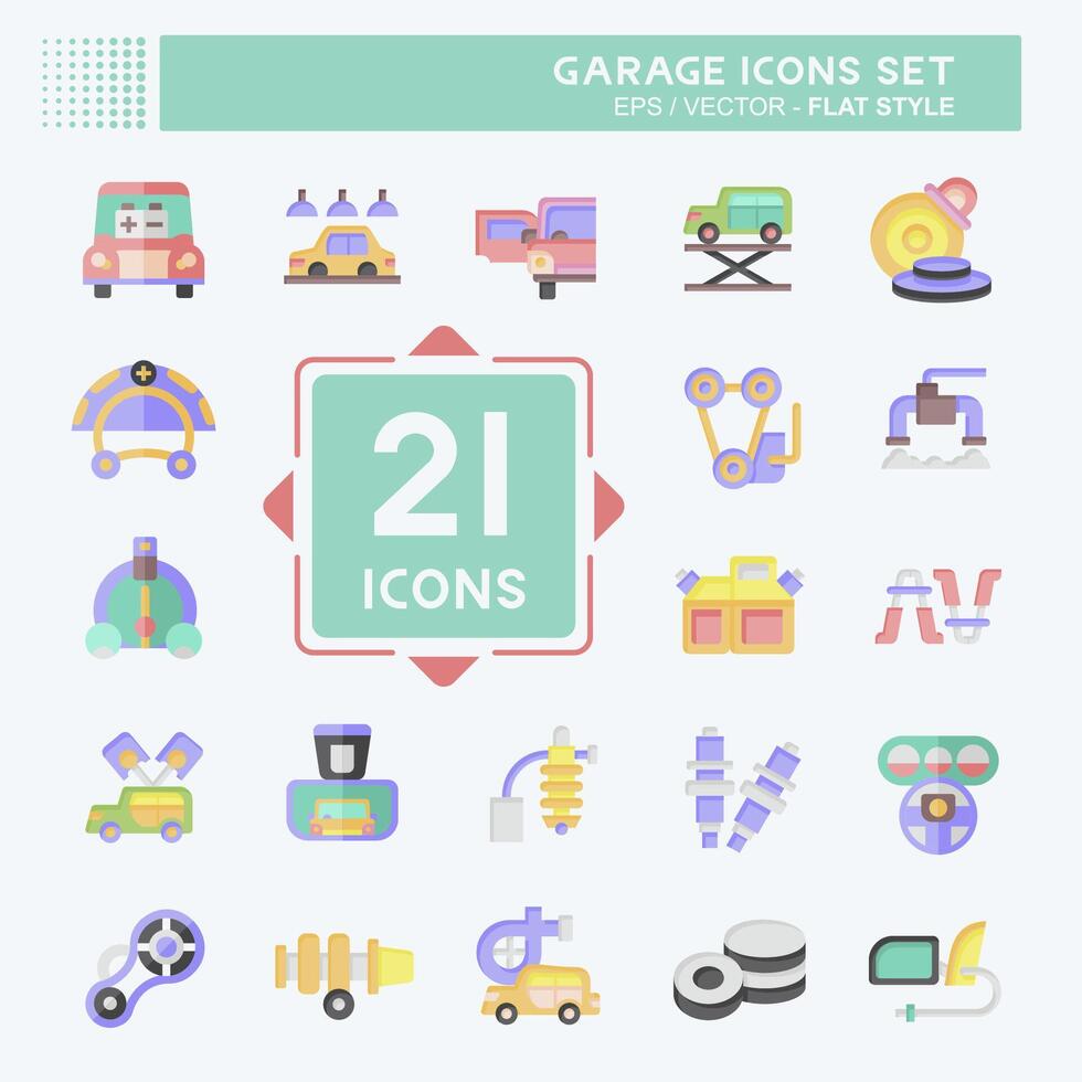 Icon Set Garage. related to Automotive symbol. flat style. simple design editable. simple illustration Stock Free