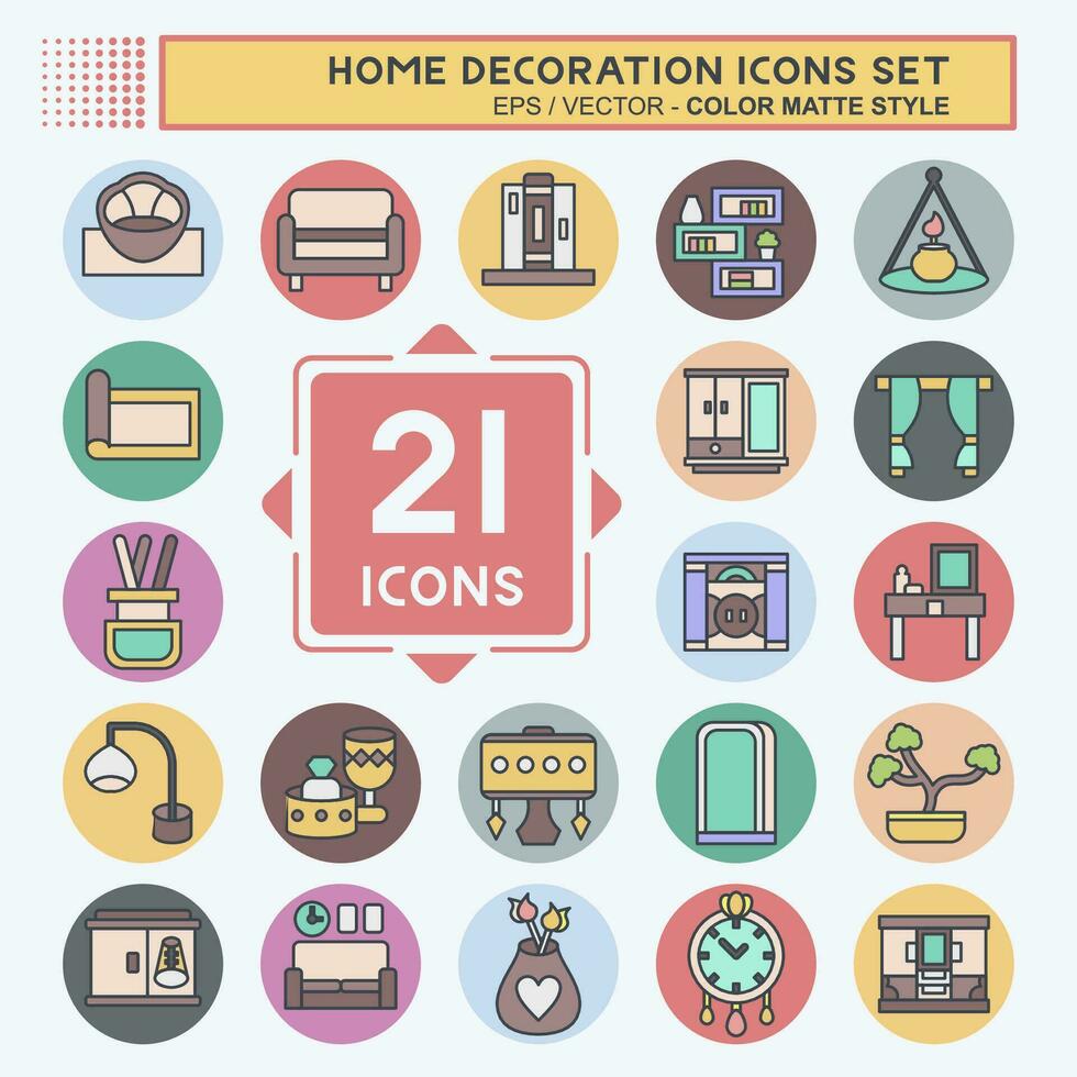 Icon Set Home Decoration. related to Home Furnishings symbol. color mate style. simple design editable. simple illustration Stock Free