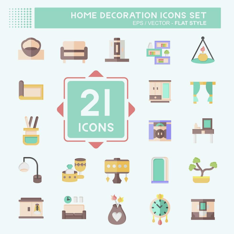 Icon Set Home Decoration. related to Home Furnishings symbol. flat style. simple design editable. simple illustration Stock Free