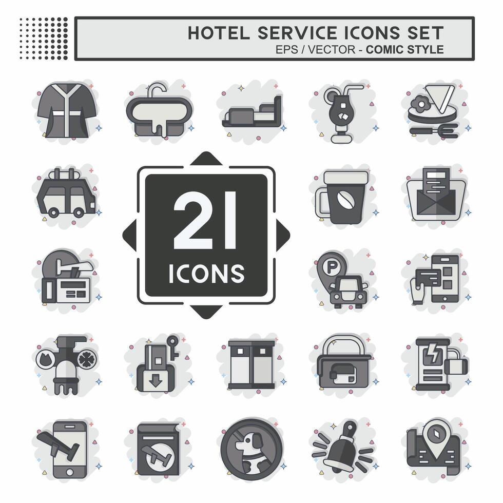 Icon Set Hotel Service. related to Holiday symbol. comic style. simple design illustration Stock Free