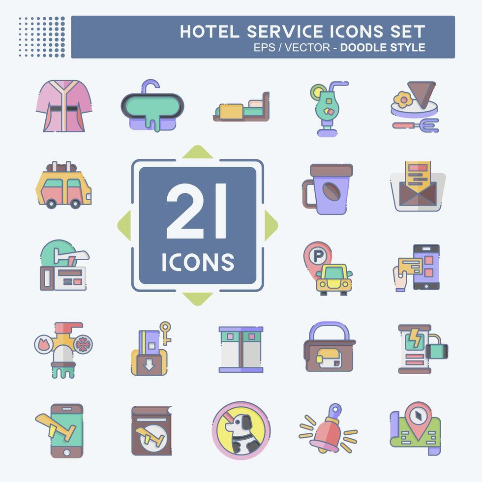 Icon Set Hotel Service. related to Holiday symbol. doodle style. simple design illustration Stock Free