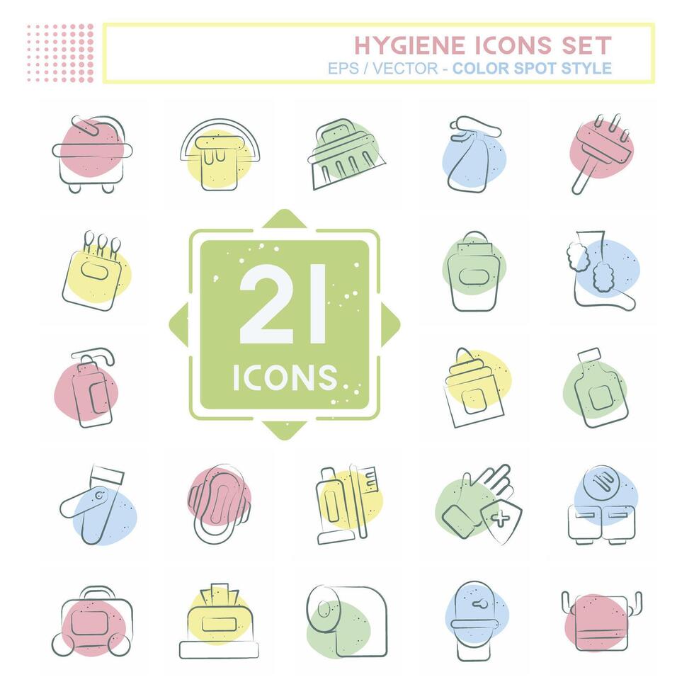 Icon Set Hygiene. related to Cleaning symbol. Color Spot Style. simple design illustration Stock Free