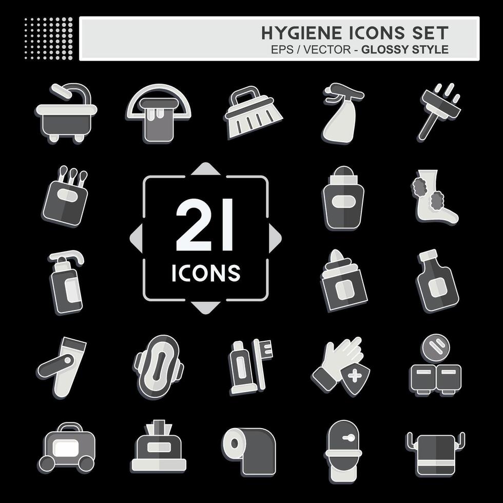 Icon Set Hygiene. related to Cleaning symbol. glossy style. simple design illustration Stock Free