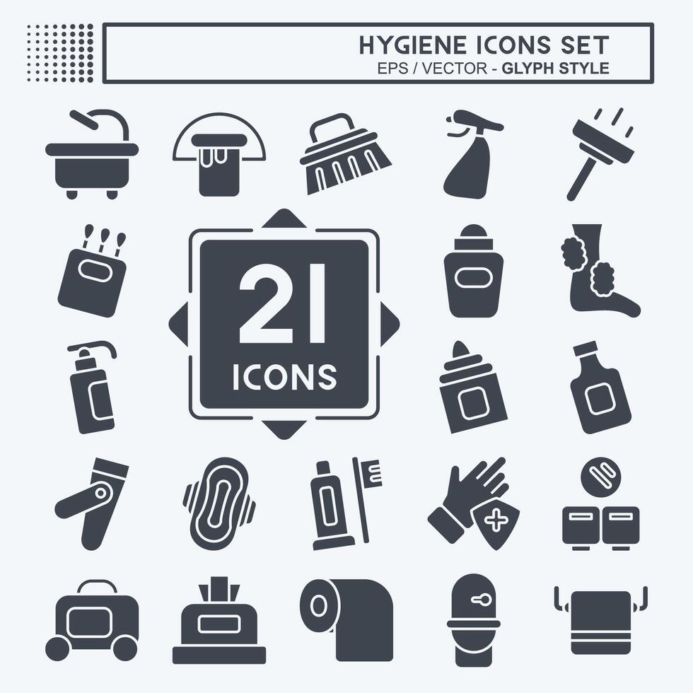 Icon Set Hygiene. related to Cleaning symbol. glyph style. simple design illustration Stock Free