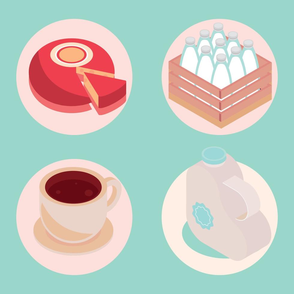 icon set isometric milk Stock Free