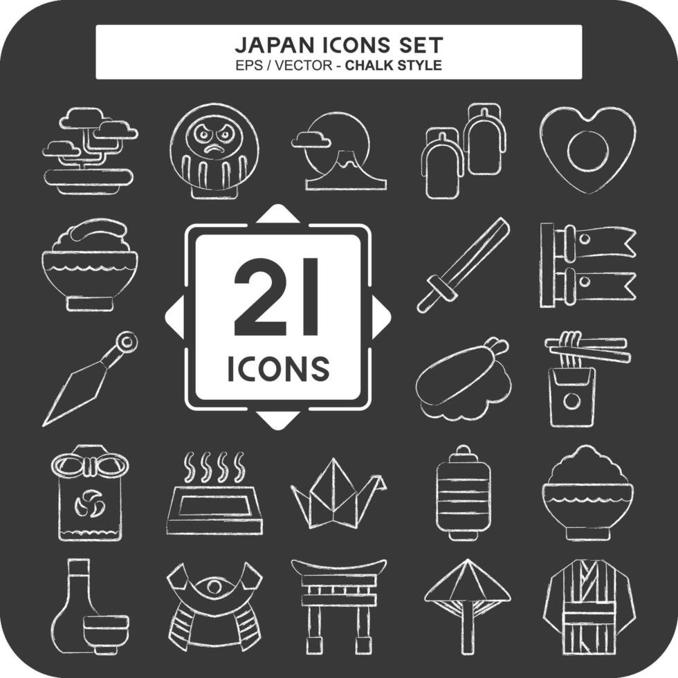 Icon Set Japan. related to Holiday symbol. chalk Style. simple design illustration. Stock Free