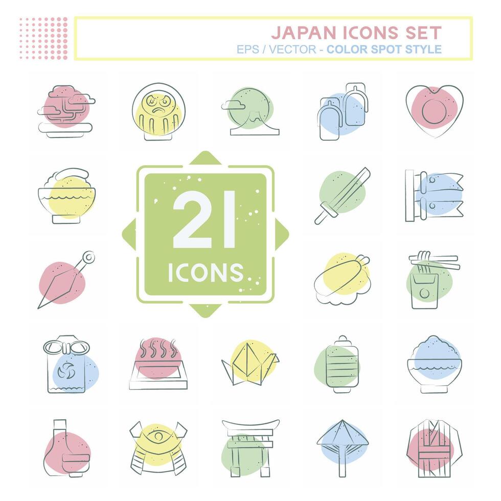 Icon Set Japan. related to Holiday symbol. Color Spot Style. simple design illustration. Stock Free