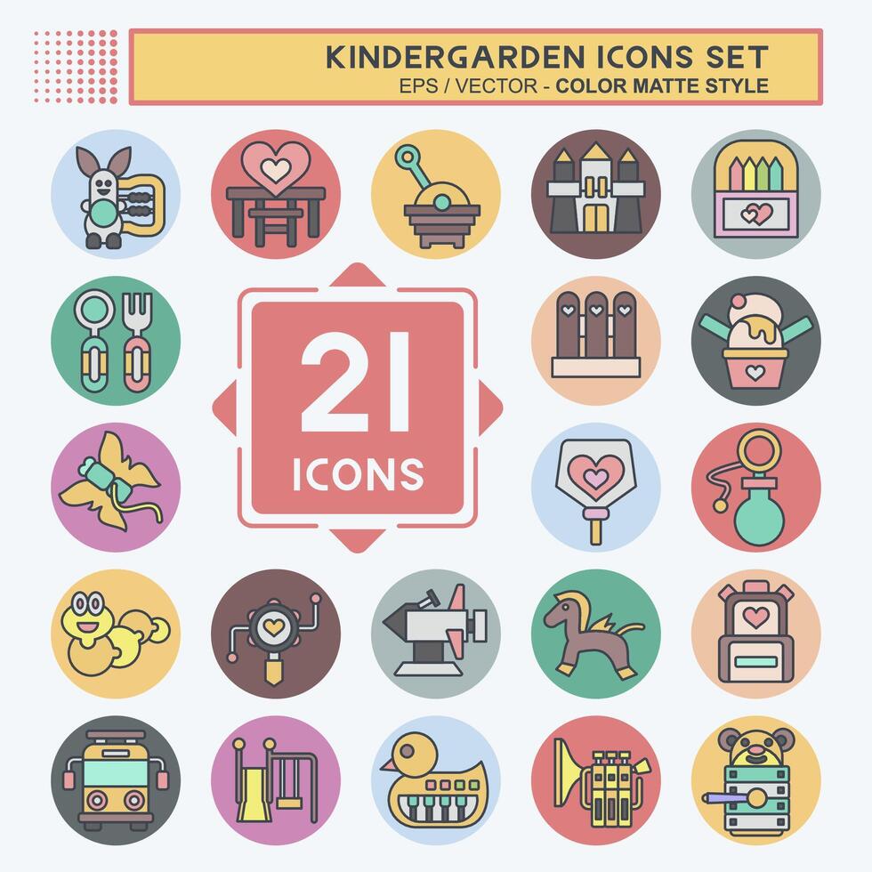 Icon Set Kindergarten. related to Holiday symbol. color mate style. simple design editable. simple illustration Stock Free