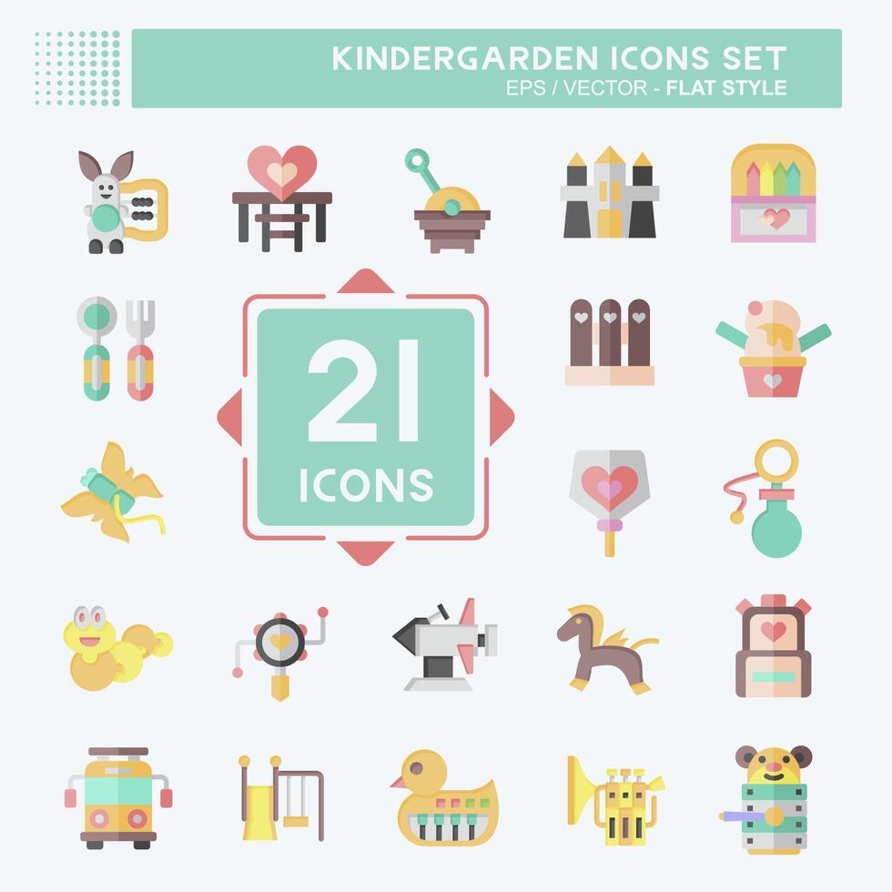 Icon Set Kindergarten. related to Holiday symbol. flat style. simple design editable. simple illustration Stock Free