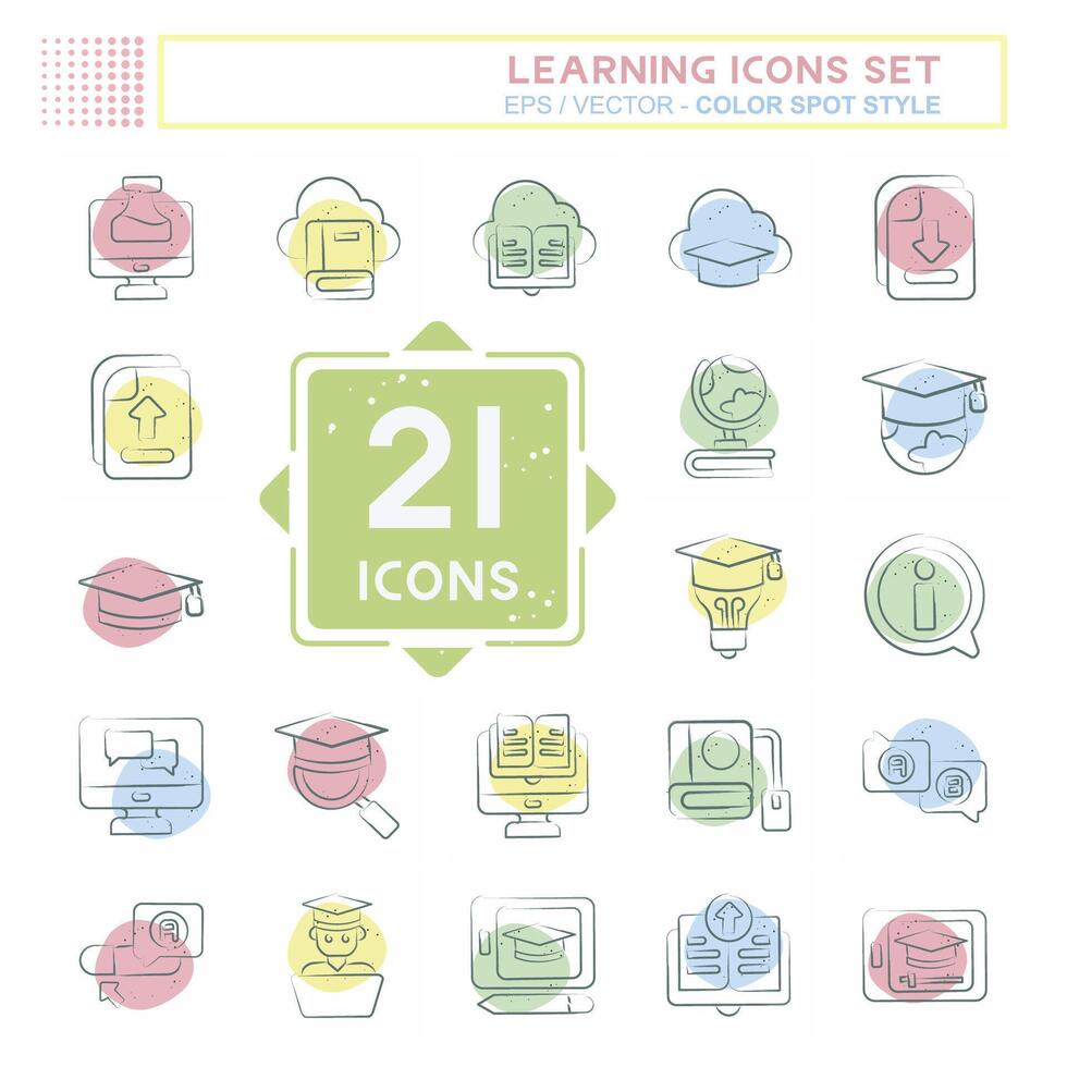 Icon Set Learning. related to Education symbol. Color Spot Style. simple design illustration Stock Free