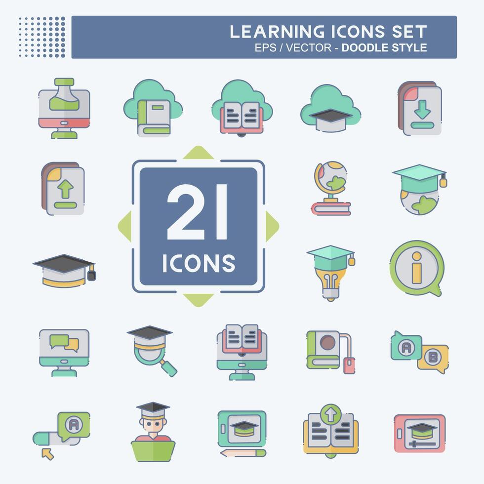 Icon Set Learning. related to Education symbol. doodle style. simple design illustration Stock Free