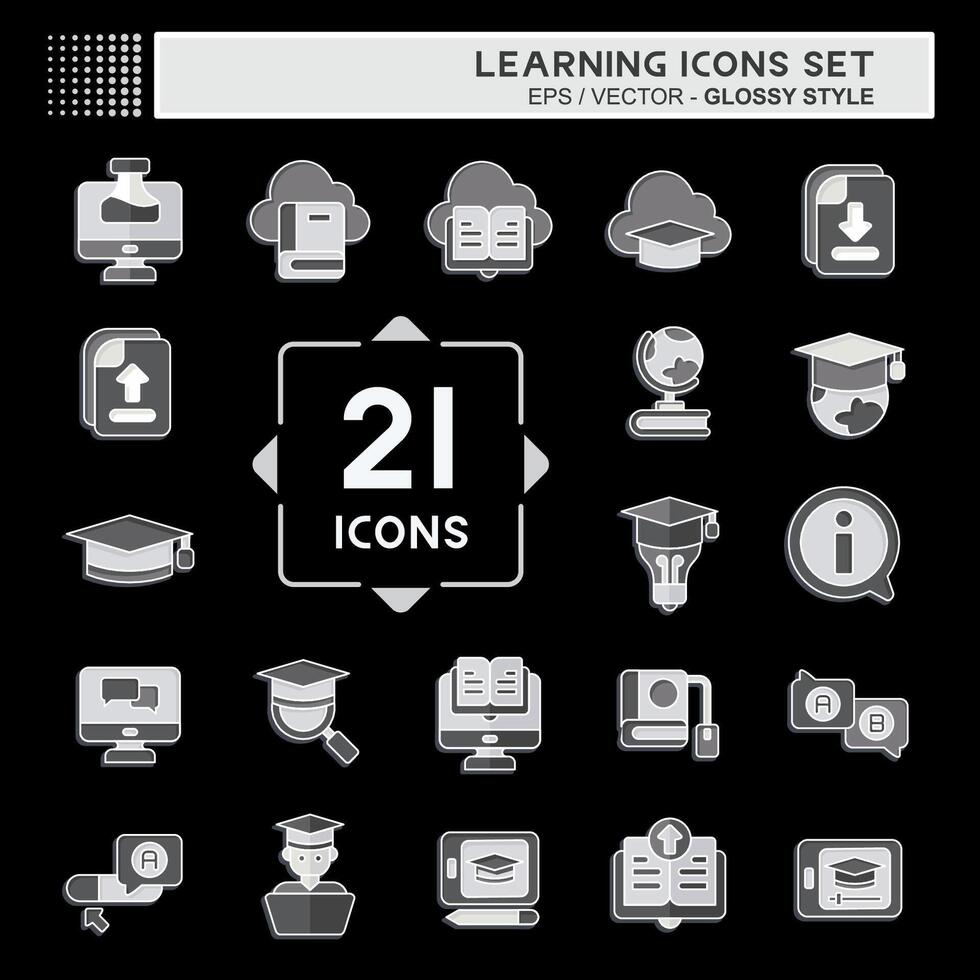 Icon Set Learning. related to Education symbol. glossy style. simple design illustration Stock Free