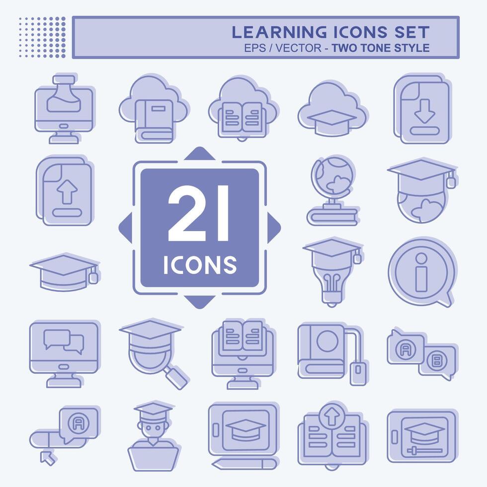 Icon Set Learning. related to Education symbol. two tone style. simple design illustration Stock Free